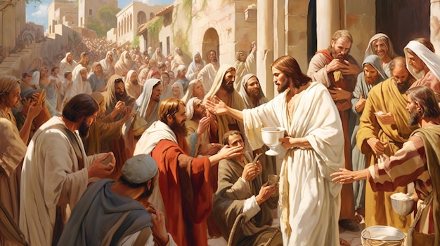 Jezus geneest de zieken Een scène van mededogen en wonderen