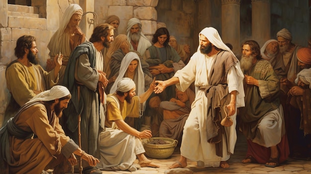 Jezus met de melaatsen Een meelevende scène