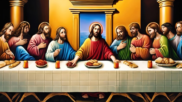 Jezus viert het Pascha is een schilderij van Jezus aan de tafel