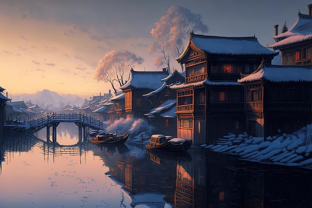 Jiangnan water town in winter