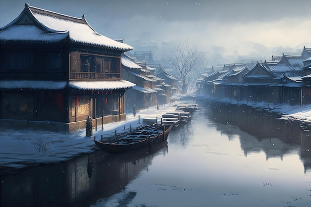 Jiangnan water town in winter