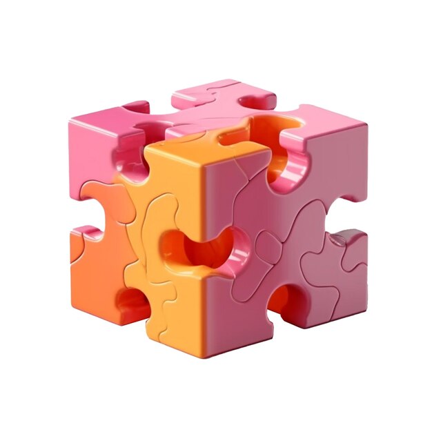 Jigsaw puzzle in 3D style trending color palette with Generative AI