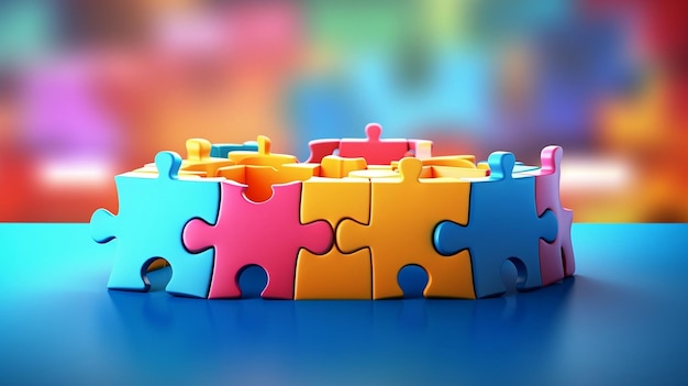 Jigsaw Puzzle symboliseert teamwork en zakelijke handverbinding Ai
