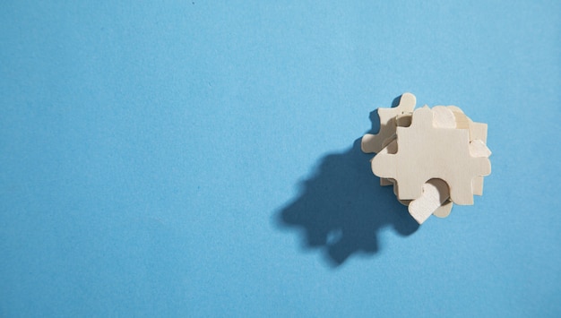 Jigsaw puzzles on the blue background.