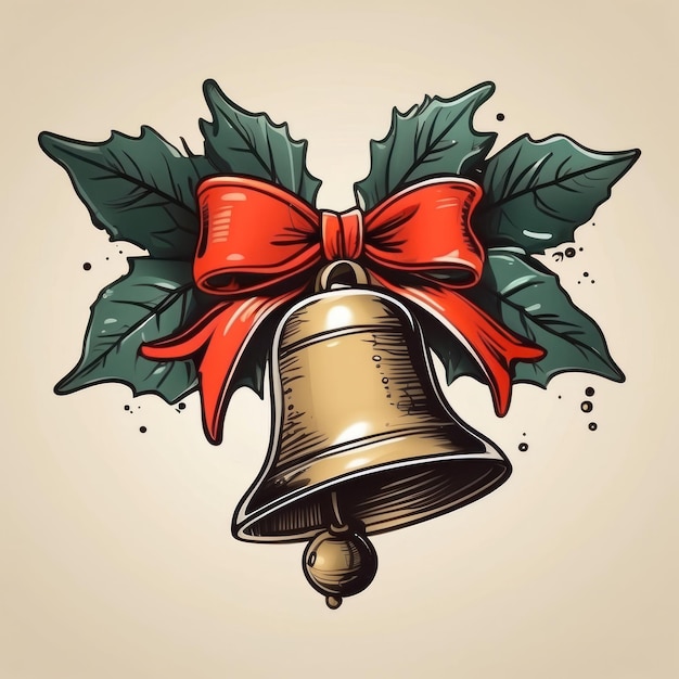Фото jingle all the way ручно иллюстрированный рождественский колокольчик