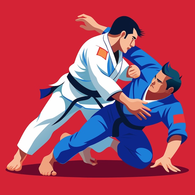 Photo jiu jitsu athletes fighting vector illustration for martial arts action