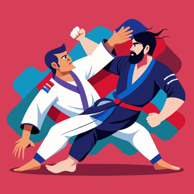 Photo jiu jitsu athletes fighting vector illustration for martial arts action