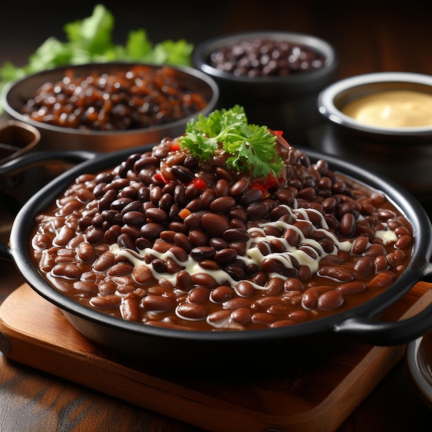 Jjajangmyeon ヌードル 黒豆ソースと様々なトッピングで覆われた韓国料理