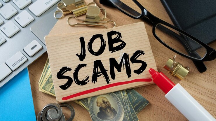 Job Scam Written on a Cardboard