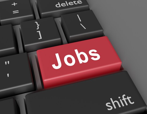 Концепция рабочих мест. Word Jobs на кнопке компьютерной клавиатуры