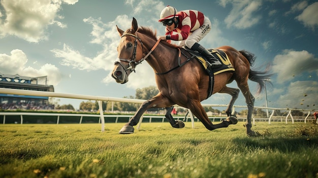 競馬競技のジョッキー 競馬動物写真