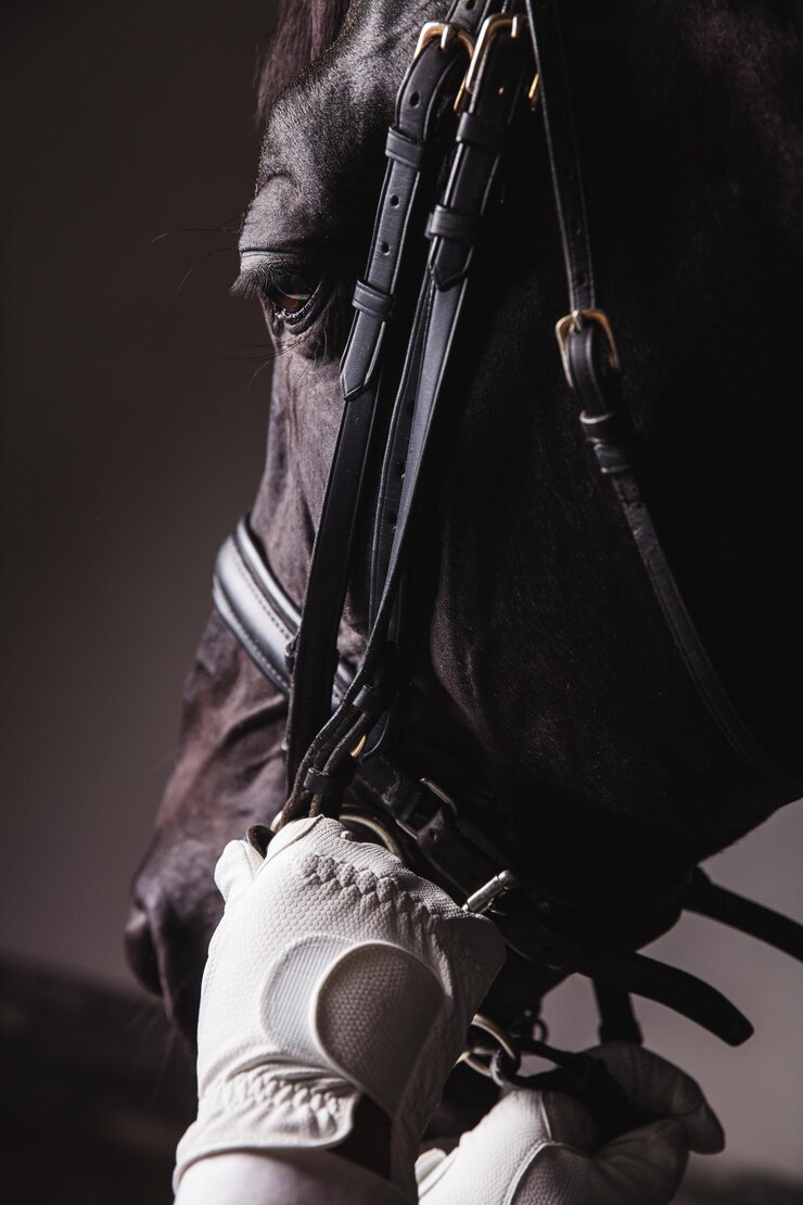 Photo jockey prepearing horse for the ride