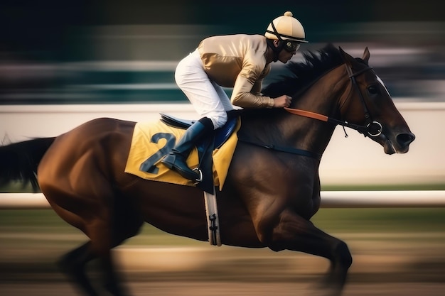 Jockey on racing horse AI generated