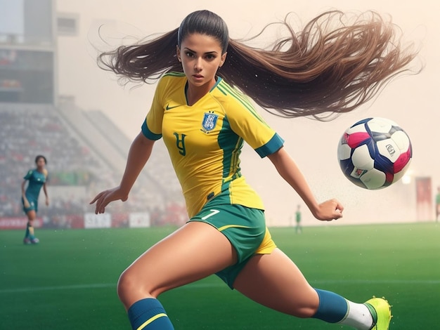 спортсменка по футболу Conceito para a Copa do Mundo
