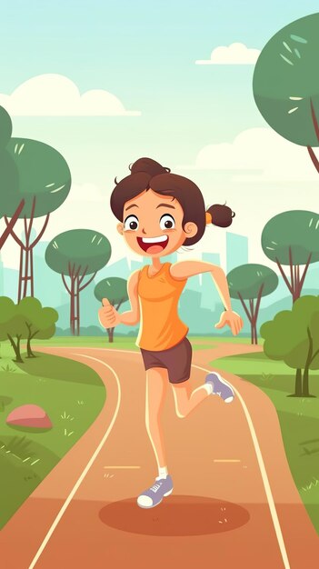 jogging into the nature vector illustration