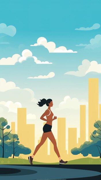 Jogging into the nature vector illustration