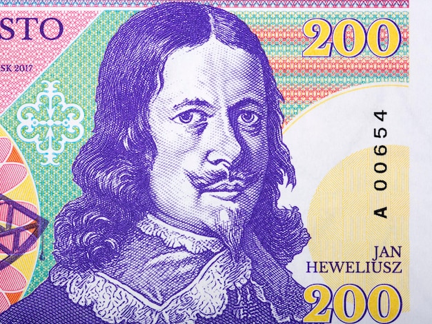 Johannes Hevelius a portrait from money