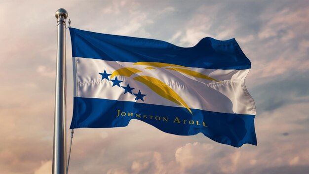 Johnston Atoll Waving Flag Against a Cloudy Sky