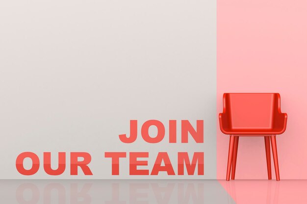 Join our team concept with red chair