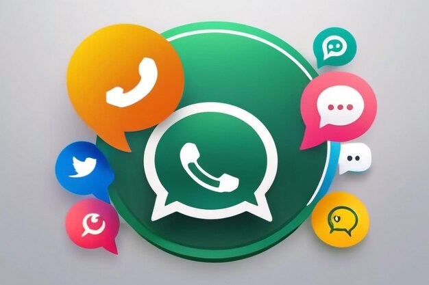 join us on whatsapp in 3d speech bubble social media icons banner