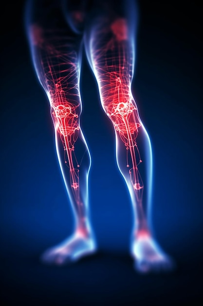 Joint pain concept Glowing body illustration