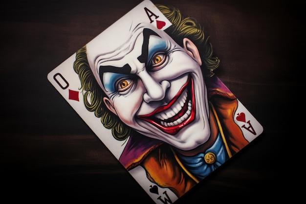 Photo joker playing card on table
