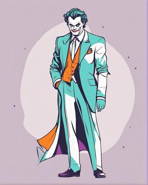 Joker portrait of a Clown line art illustration