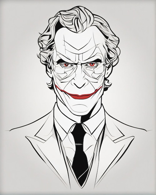 Joker portrait of a Clown line art illustration