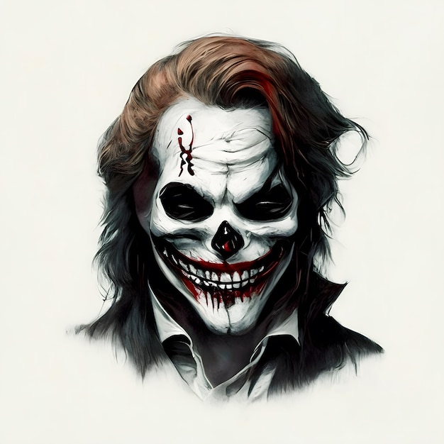 Photo joker skull art design of halloween generative ai