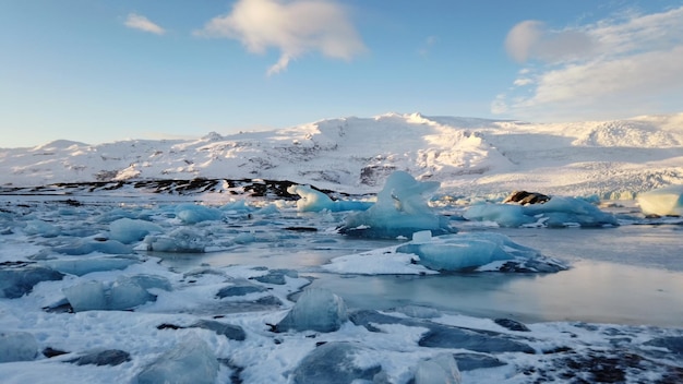 Jokulsarlon glacial lake Iceland Icebergs floating on water Iceland landscape