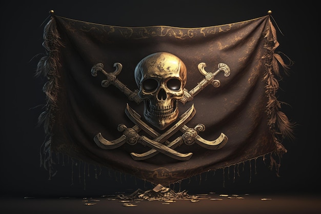 Jolly Roger the pirate39s flag isolated on white