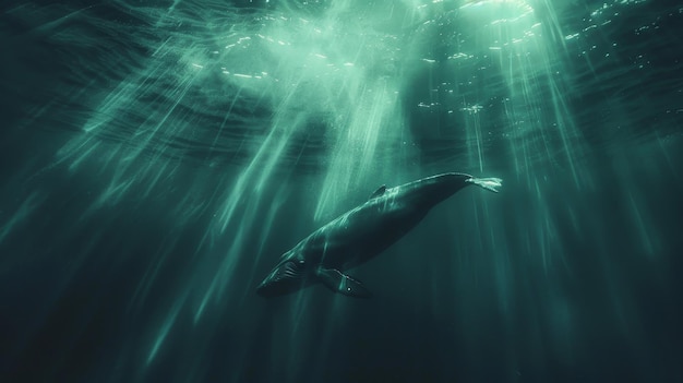 Jonah and the Whale Detail Een minimalistische weergave van een door AI gegenereerde illustratie