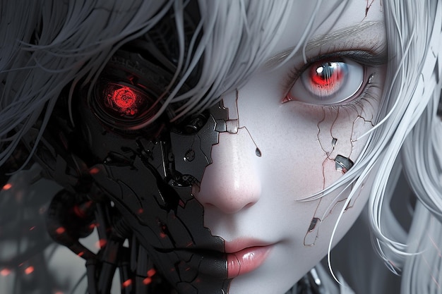 jong AI-meisje rood oog