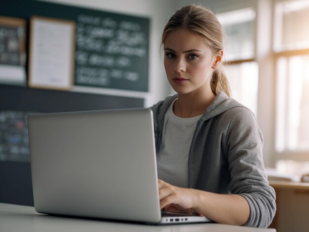 jong meisje dat aan laptop werkt Gererative ai