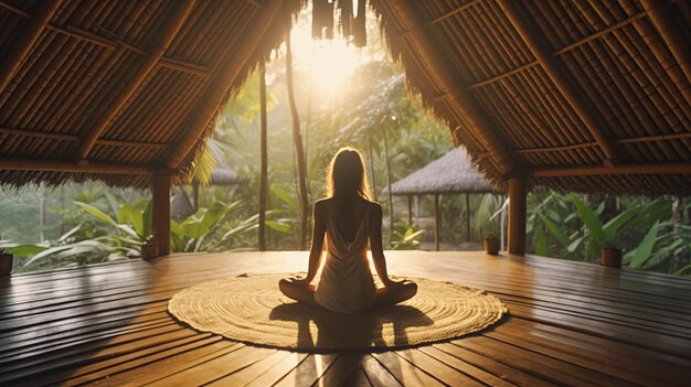 Jong meisje doet yoga buiten