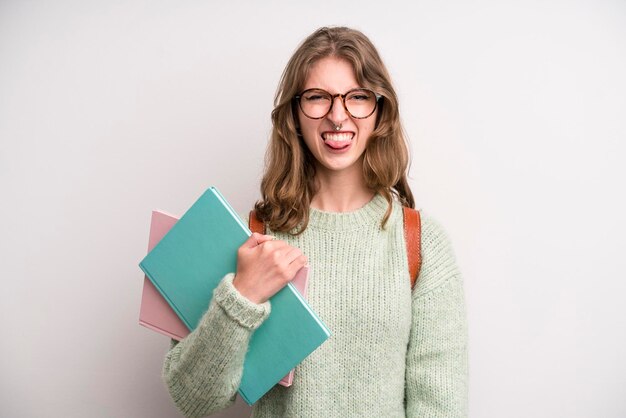 Jong meisje met boeken universitaire student concept