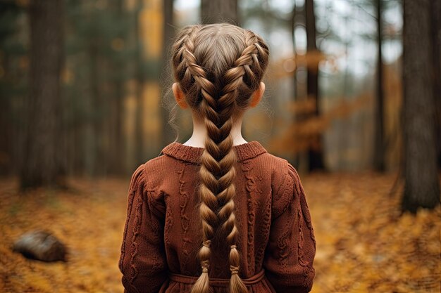 Jong meisje met gevlochten haar Vlochten model achterfoto