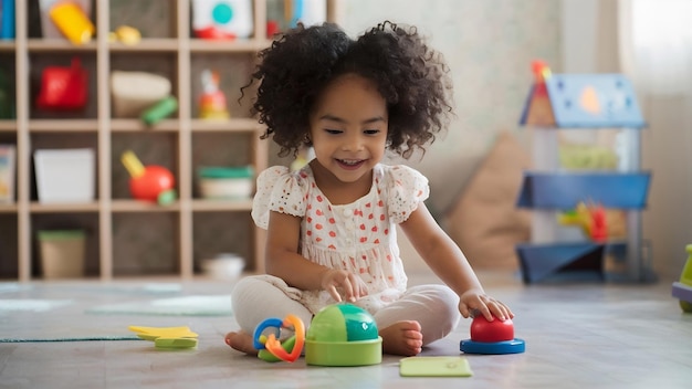 Jong meisje speelt met educatief speelgoed