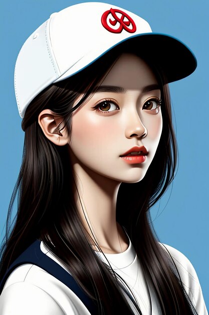 Jong mooi meisje met hoed met prachtige gelaatstrekken model schoonheid wallpaper achtergrond