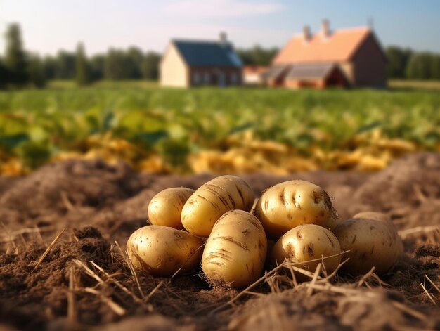 Jonge aardappelen op het veld