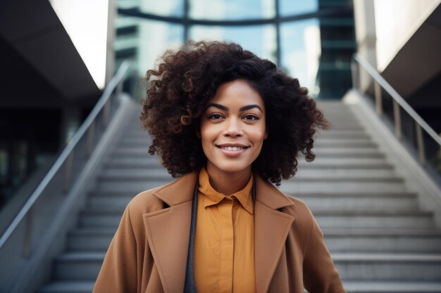 Jonge Afro-Amerikaanse vrouw met krullend haar