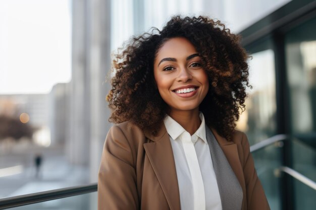 Jonge Afro-Amerikaanse vrouw met krullend haar