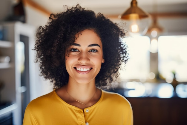 Jonge Afro-Amerikaanse vrouw thuis