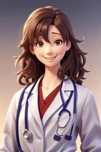 Jonge Anime Lady Doctor Generatieve AI