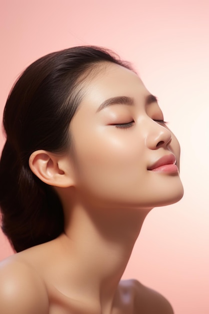 Jonge Aziatische schoonheidsvrouw met Koreaanse make-upstijl AI gegenereerd