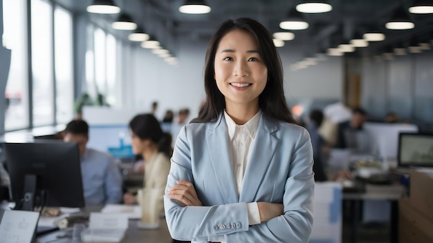 Jonge Aziatische vrouw auditor of stagiair personeel werk op zoek naar
