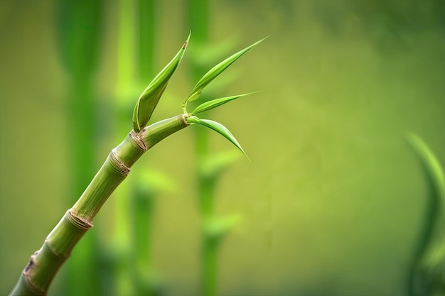 Jonge bamboespruit op natuurlijke groene achtergrond in bamboetuin