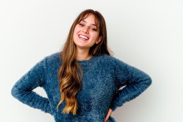 Jonge blanke leuke vrouw geïsoleerd