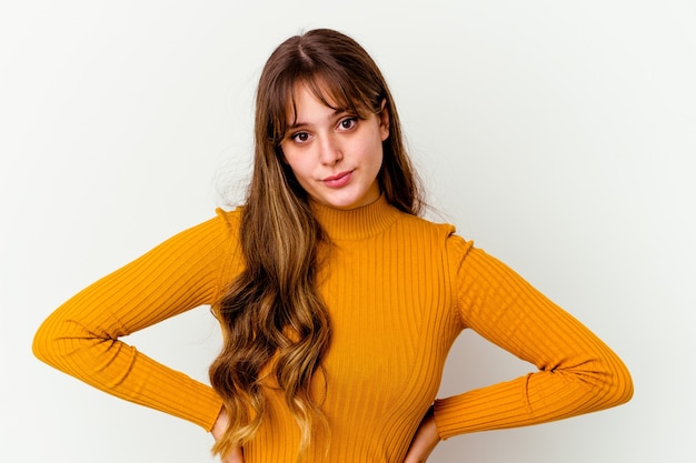 Jonge blanke leuke vrouw geïsoleerd