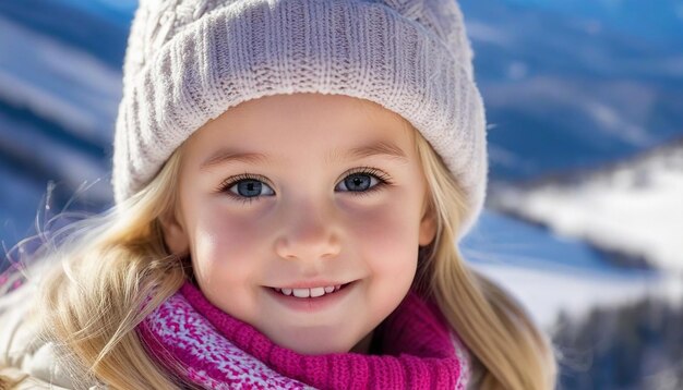 Jonge blonde vrouw op een winterdag in het bergresort